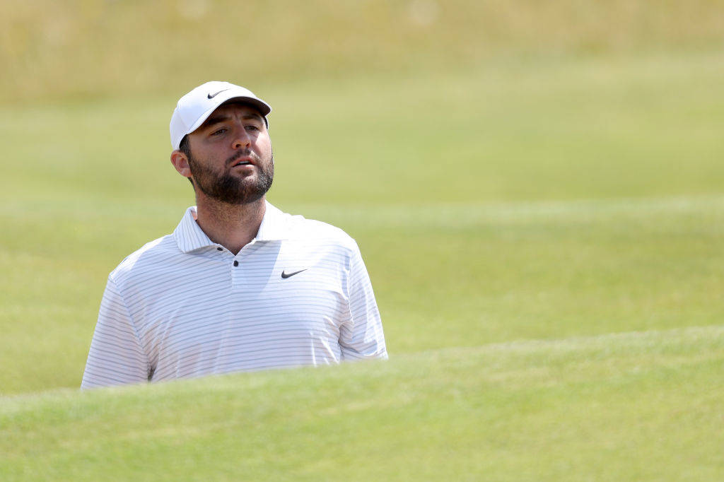 Scottie Scheffler looks on prior to The 152nd Open championship at Royal Troon